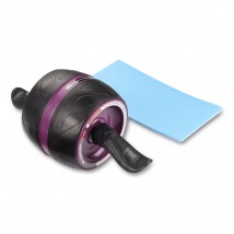 Ролик гимнастический 1 колесо INDIGO возвратный механизм с ковриком (ролик для пресса) IN280 16*16 см Черно-фиолетовый