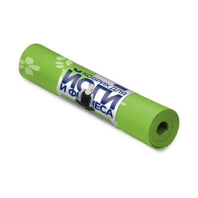 Коврик для йоги и фитнеса INDIGO PVC с рисунком Цветы YG03P 173*61*0,3 см Зеленый